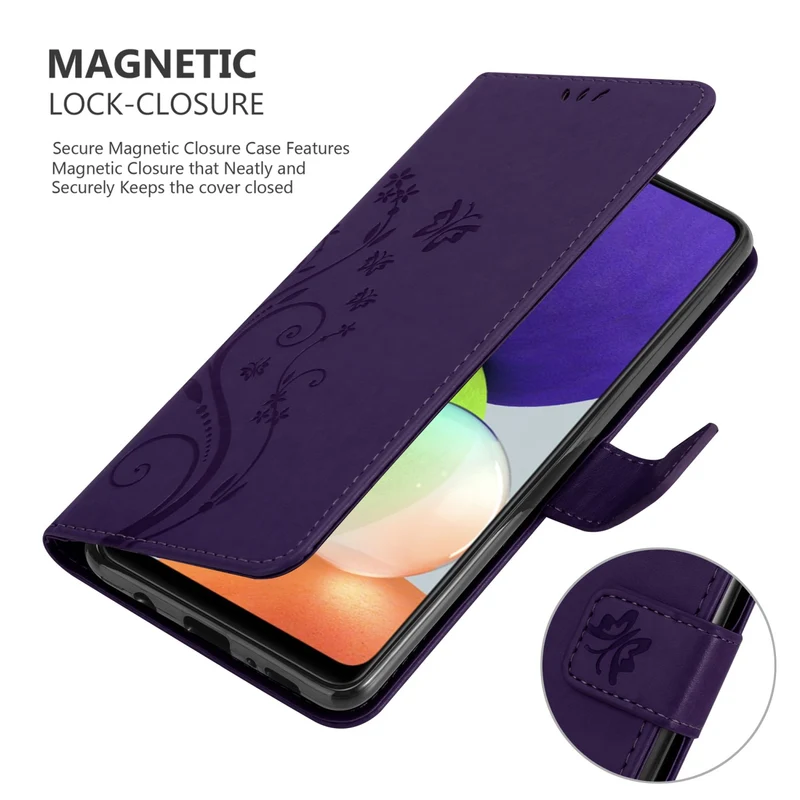 Cadorabo Hülle kompatibel mit Samsung Galaxy A22 4G / M22 / M32 4G Schutzhülle im Blumen Design mit Magnetverschluss, Standfunktion und Kartenfächern