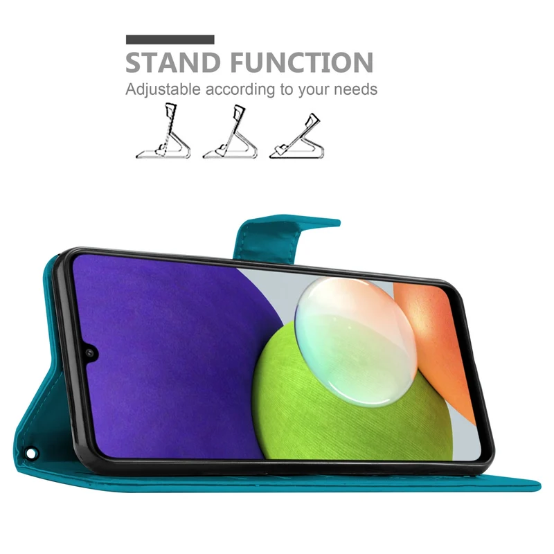 Cadorabo Hülle kompatibel mit Samsung Galaxy A22 4G / M22 / M32 4G Schutzhülle im Blumen Design mit Magnetverschluss, Standfunktion und Kartenfächern