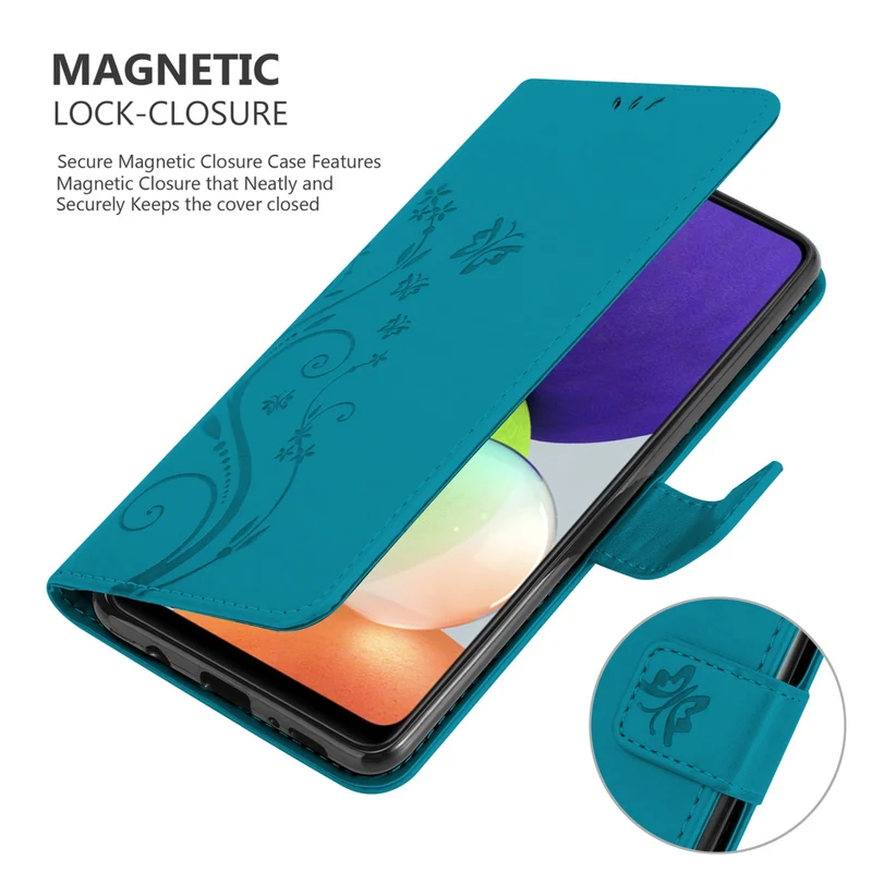 Cadorabo Hülle kompatibel mit Samsung Galaxy A22 4G / M22 / M32 4G Schutzhülle im Blumen Design mit Magnetverschluss, Standfunktion und Kartenfächern