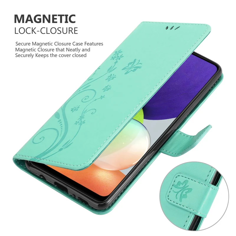 Cadorabo Hülle kompatibel mit Samsung Galaxy A22 4G / M22 / M32 4G Schutzhülle im Blumen Design mit Magnetverschluss, Standfunktion und Kartenfächern