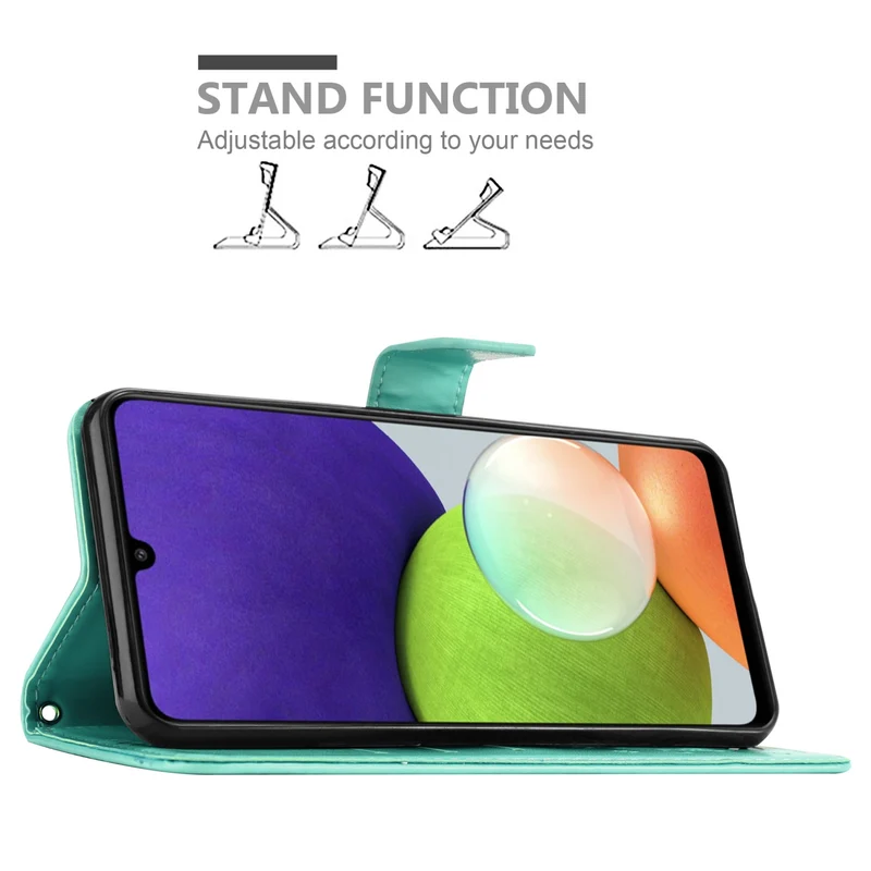 Cadorabo Hülle kompatibel mit Samsung Galaxy A22 4G / M22 / M32 4G Schutzhülle im Blumen Design mit Magnetverschluss, Standfunktion und Kartenfächern