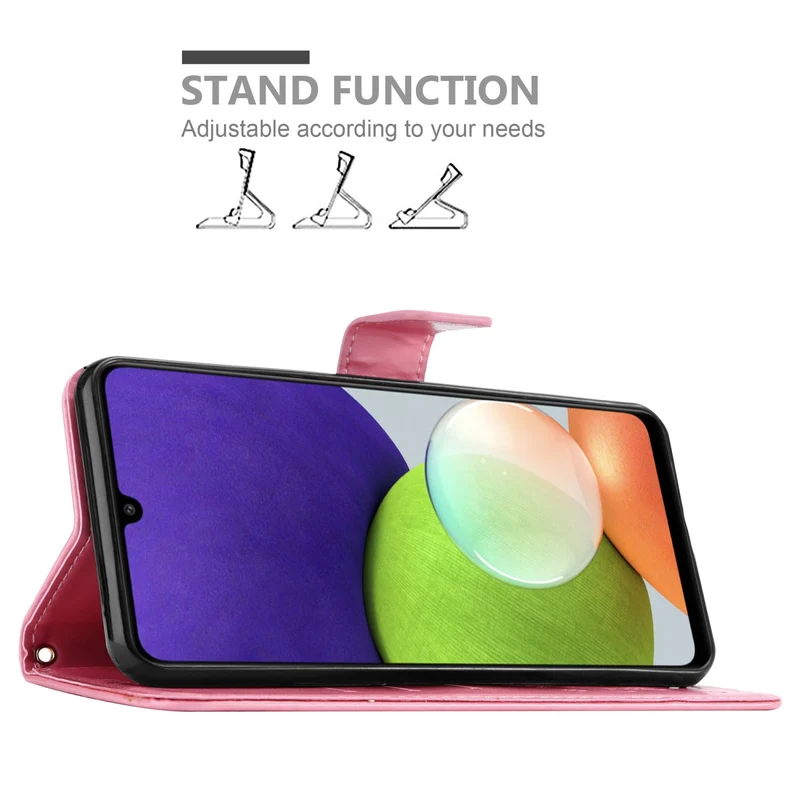 Cadorabo Hülle kompatibel mit Samsung Galaxy A22 4G / M22 / M32 4G Schutzhülle im Blumen Design mit Magnetverschluss, Standfunktion und Kartenfächern