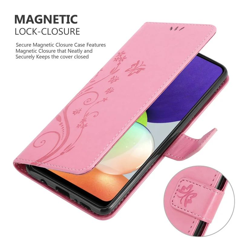 Cadorabo Hülle kompatibel mit Samsung Galaxy A22 4G / M22 / M32 4G Schutzhülle im Blumen Design mit Magnetverschluss, Standfunktion und Kartenfächern