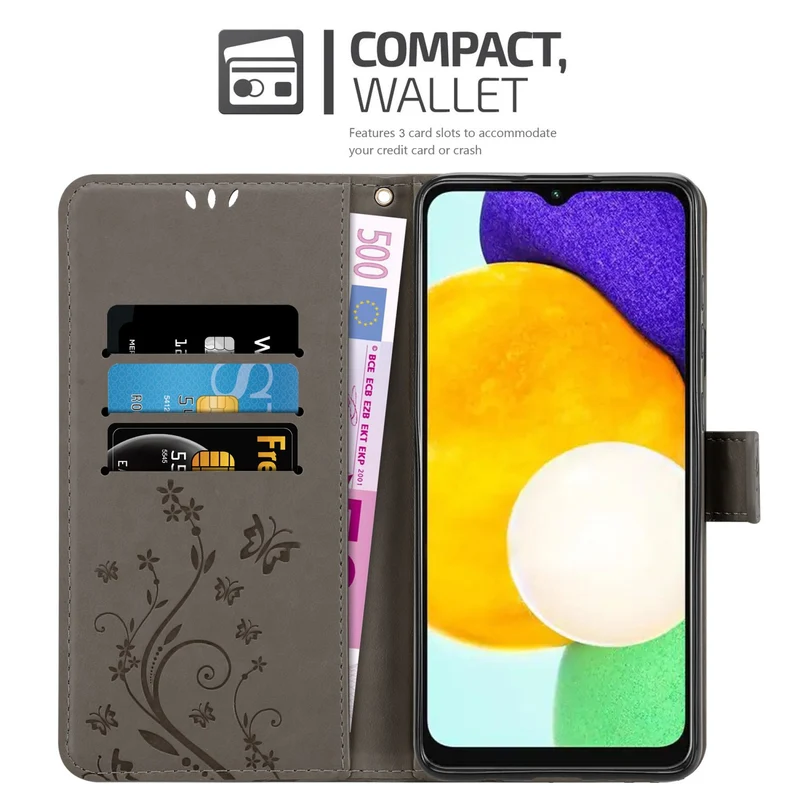Cadorabo Hülle kompatibel mit Samsung Galaxy A13 5G Schutzhülle im Blumen Design mit Magnetverschluss, Standfunktion und Kartenfächern