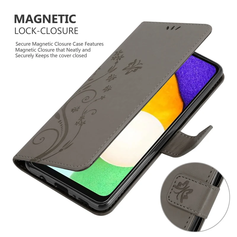 Cadorabo Hülle kompatibel mit Samsung Galaxy A13 5G Schutzhülle im Blumen Design mit Magnetverschluss, Standfunktion und Kartenfächern