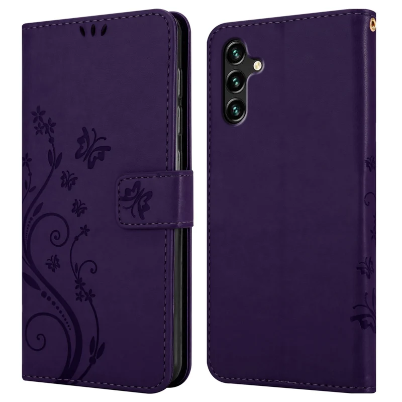 Cadorabo Hülle kompatibel mit Samsung Galaxy A13 5G Schutzhülle im Blumen Design mit Magnetverschluss, Standfunktion und Kartenfächern