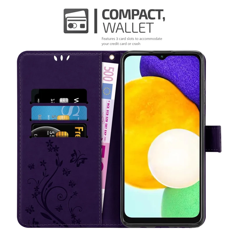 Cadorabo Hülle kompatibel mit Samsung Galaxy A13 5G Schutzhülle im Blumen Design mit Magnetverschluss, Standfunktion und Kartenfächern