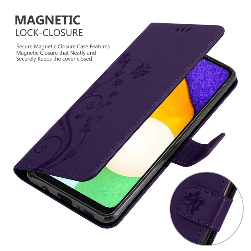 Cadorabo Hülle kompatibel mit Samsung Galaxy A13 5G Schutzhülle im Blumen Design mit Magnetverschluss, Standfunktion und Kartenfächern