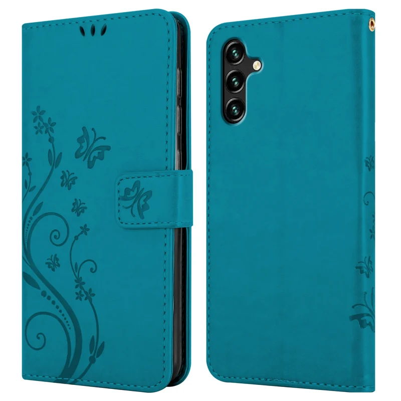 Cadorabo Hülle kompatibel mit Samsung Galaxy A13 5G Schutzhülle im Blumen Design mit Magnetverschluss, Standfunktion und Kartenfächern