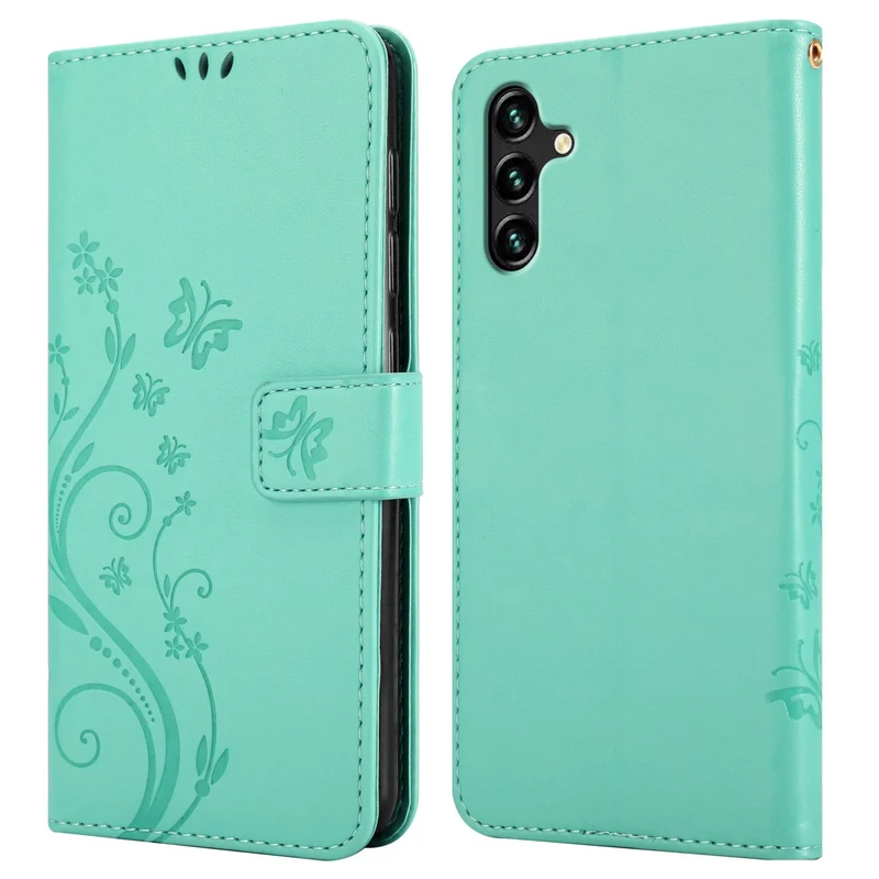 Cadorabo Hülle kompatibel mit Samsung Galaxy A13 5G Schutzhülle im Blumen Design mit Magnetverschluss, Standfunktion und Kartenfächern