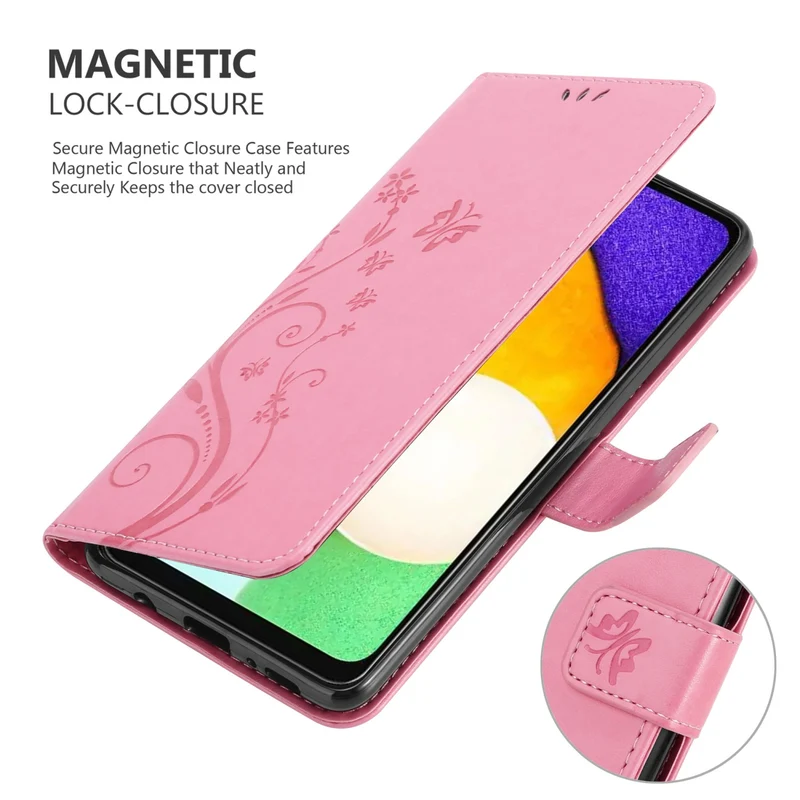 Cadorabo Hülle kompatibel mit Samsung Galaxy A13 5G Schutzhülle im Blumen Design mit Magnetverschluss, Standfunktion und Kartenfächern