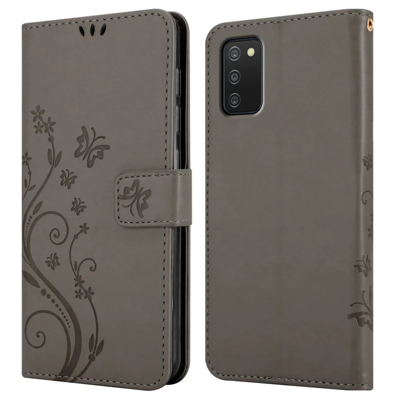 Cadorabo Hülle kompatibel mit Samsung Galaxy A03s Schutzhülle im Blumen Design mit Magnetverschluss, Standfunktion und Kartenfächern