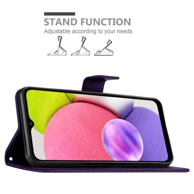 Cadorabo Hülle kompatibel mit Samsung Galaxy A03s Schutzhülle im Blumen Design mit Magnetverschluss, Standfunktion und Kartenfächern