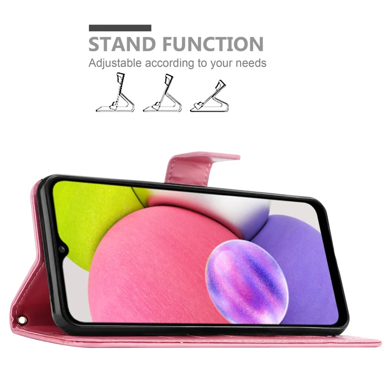 Cadorabo Hülle kompatibel mit Samsung Galaxy A03s Schutzhülle im Blumen Design mit Magnetverschluss, Standfunktion und Kartenfächern