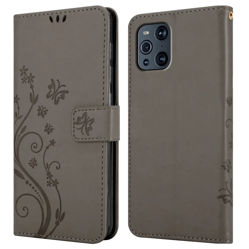 Cadorabo Hülle kompatibel mit Oppo FIND X3 PRO Schutzhülle im Blumen Design mit Magnetverschluss, Standfunktion und Kartenfächern