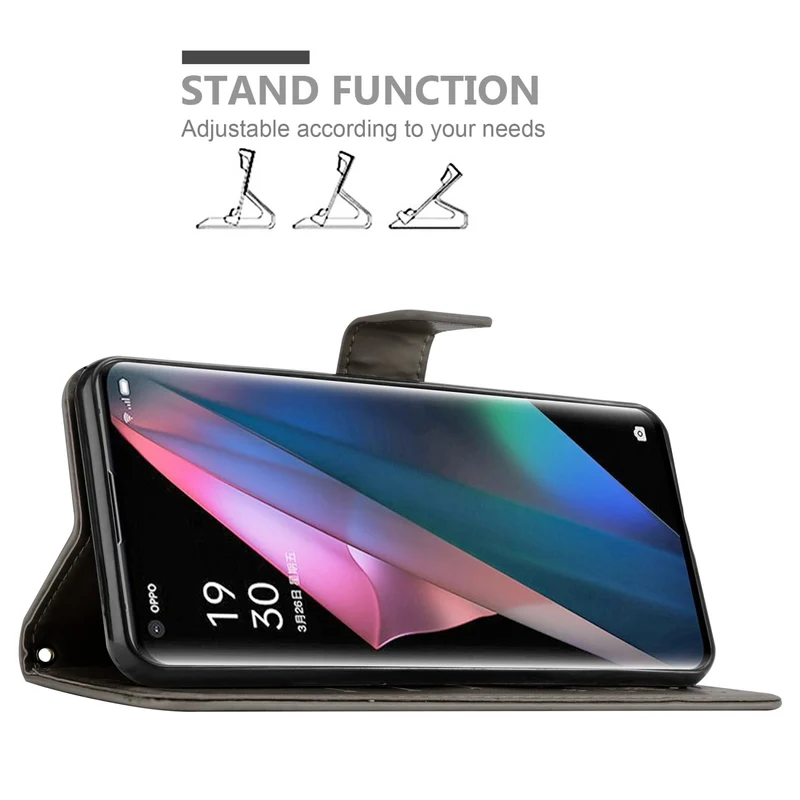 Cadorabo Hülle kompatibel mit Oppo FIND X3 PRO Schutzhülle im Blumen Design mit Magnetverschluss, Standfunktion und Kartenfächern