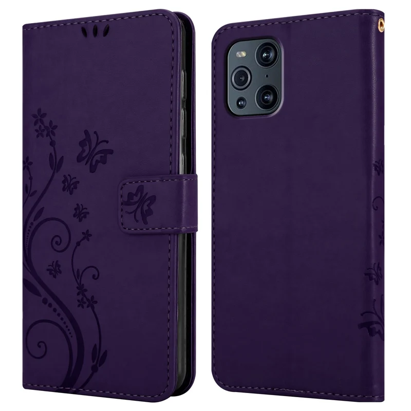 Cadorabo Hülle kompatibel mit Oppo FIND X3 PRO Schutzhülle im Blumen Design mit Magnetverschluss, Standfunktion und Kartenfächern