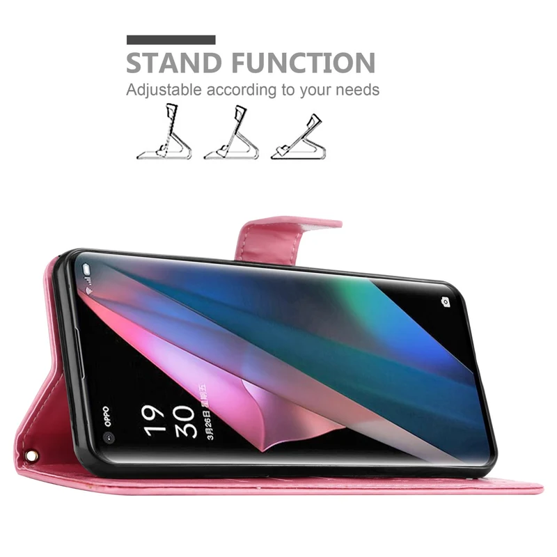 Cadorabo Hülle kompatibel mit Oppo FIND X3 PRO Schutzhülle im Blumen Design mit Magnetverschluss, Standfunktion und Kartenfächern