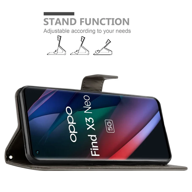 Cadorabo Hülle kompatibel mit Oppo FIND X3 NEO Schutzhülle im Blumen Design mit Magnetverschluss, Standfunktion und Kartenfächern