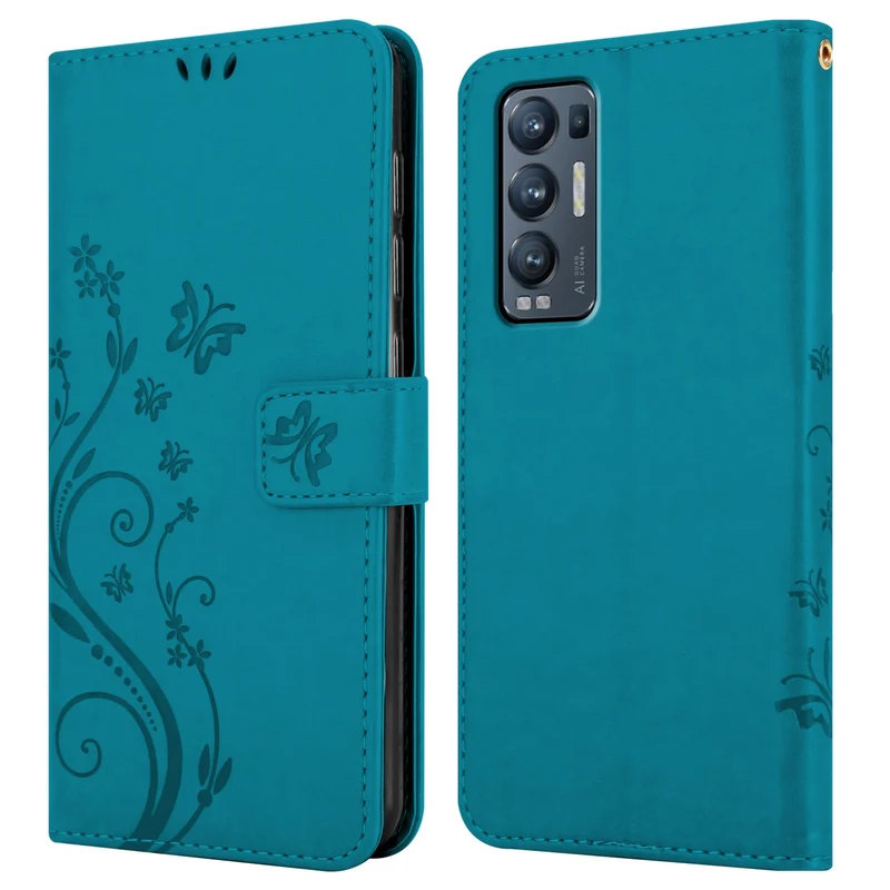Cadorabo Hülle kompatibel mit Oppo FIND X3 NEO Schutzhülle im Blumen Design mit Magnetverschluss, Standfunktion und Kartenfächern