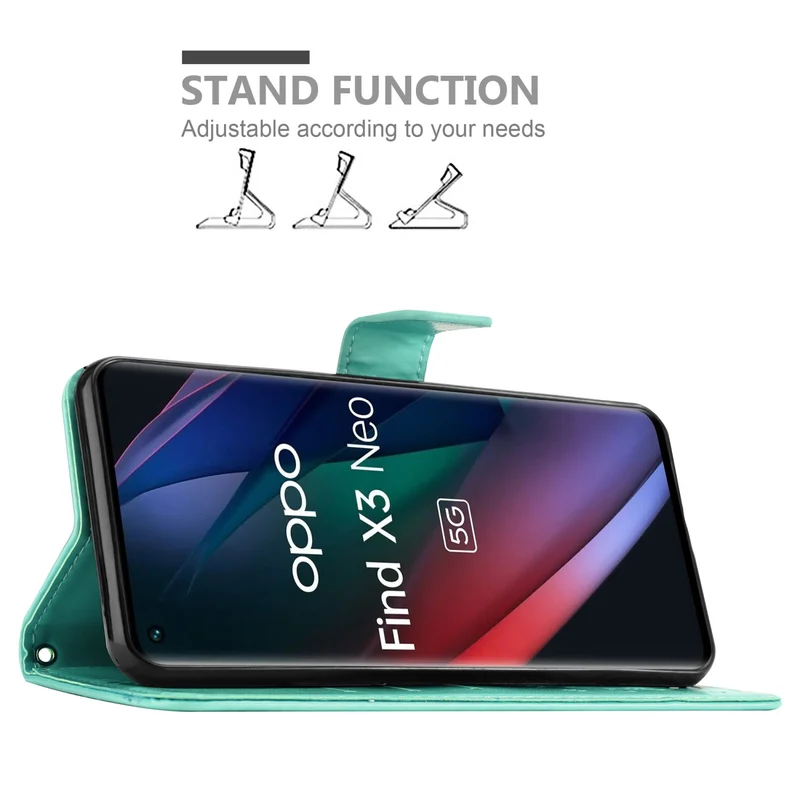 Cadorabo Hülle kompatibel mit Oppo FIND X3 NEO Schutzhülle im Blumen Design mit Magnetverschluss, Standfunktion und Kartenfächern