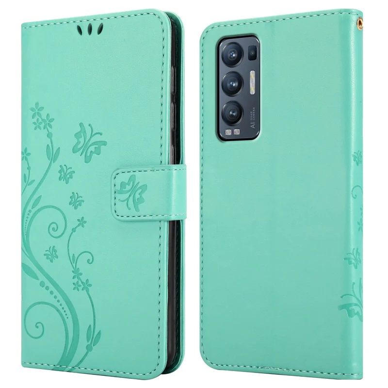 Cadorabo Hülle kompatibel mit Oppo FIND X3 NEO Schutzhülle im Blumen Design mit Magnetverschluss, Standfunktion und Kartenfächern