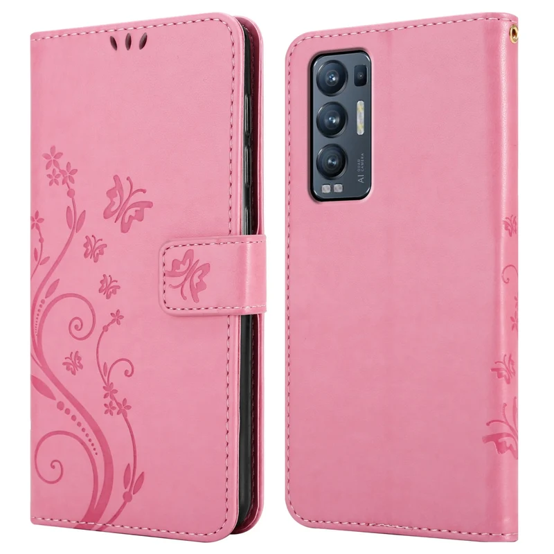 Cadorabo Hülle kompatibel mit Oppo FIND X3 NEO Schutzhülle im Blumen Design mit Magnetverschluss, Standfunktion und Kartenfächern