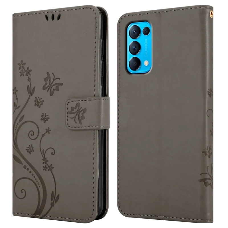 Cadorabo Hülle kompatibel mit Oppo FIND X3 LITE Schutzhülle im Blumen Design mit Magnetverschluss, Standfunktion und Kartenfächern