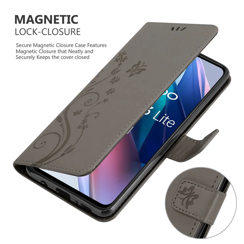 Cadorabo Hülle kompatibel mit Oppo FIND X3 LITE Schutzhülle im Blumen Design mit Magnetverschluss, Standfunktion und Kartenfächern