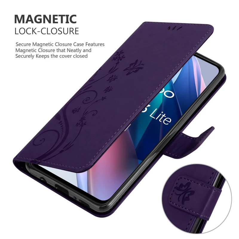 Cadorabo Hülle kompatibel mit Oppo FIND X3 LITE Schutzhülle im Blumen Design mit Magnetverschluss, Standfunktion und Kartenfächern