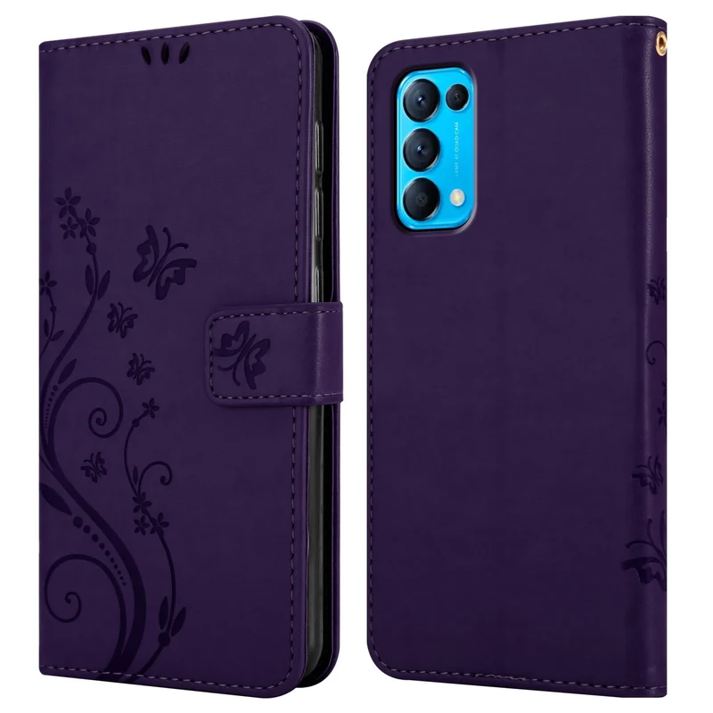Cadorabo Hülle kompatibel mit Oppo FIND X3 LITE Schutzhülle im Blumen Design mit Magnetverschluss, Standfunktion und Kartenfächern