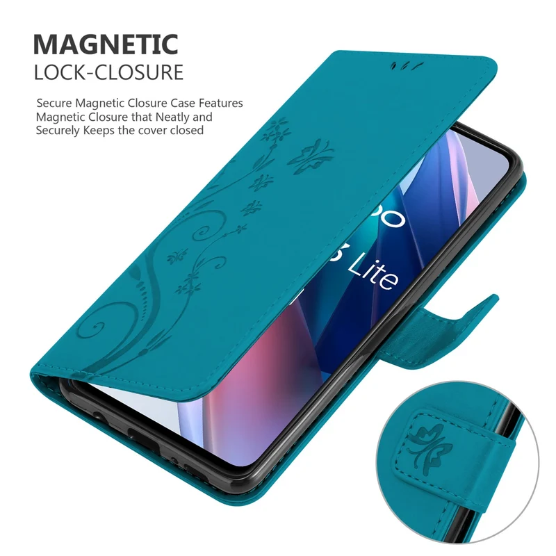 Cadorabo Hülle kompatibel mit Oppo FIND X3 LITE Schutzhülle im Blumen Design mit Magnetverschluss, Standfunktion und Kartenfächern