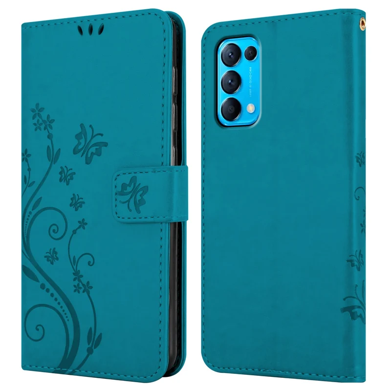 Cadorabo Hülle kompatibel mit Oppo FIND X3 LITE Schutzhülle im Blumen Design mit Magnetverschluss, Standfunktion und Kartenfächern