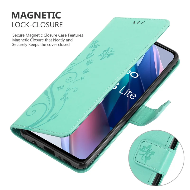 Cadorabo Hülle kompatibel mit Oppo FIND X3 LITE Schutzhülle im Blumen Design mit Magnetverschluss, Standfunktion und Kartenfächern