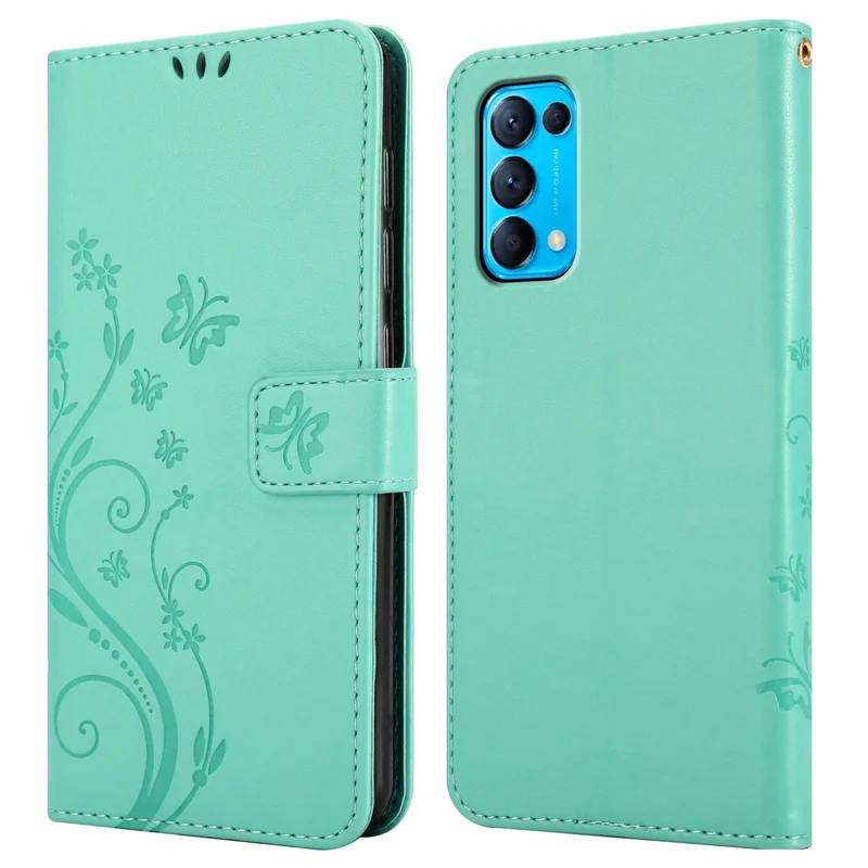 Cadorabo Hülle kompatibel mit Oppo FIND X3 LITE Schutzhülle im Blumen Design mit Magnetverschluss, Standfunktion und Kartenfächern