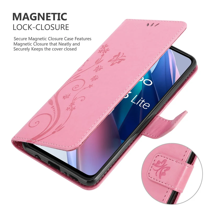 Cadorabo Hülle kompatibel mit Oppo FIND X3 LITE Schutzhülle im Blumen Design mit Magnetverschluss, Standfunktion und Kartenfächern
