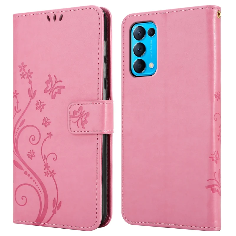 Cadorabo Hülle kompatibel mit Oppo FIND X3 LITE Schutzhülle im Blumen Design mit Magnetverschluss, Standfunktion und Kartenfächern