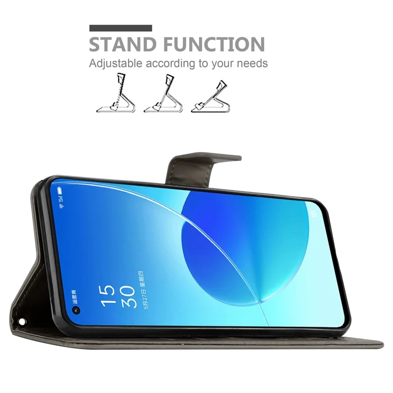 Cadorabo Hülle kompatibel mit Oppo Reno6 5G Schutzhülle im Blumen Design mit Magnetverschluss, Standfunktion und Kartenfächern