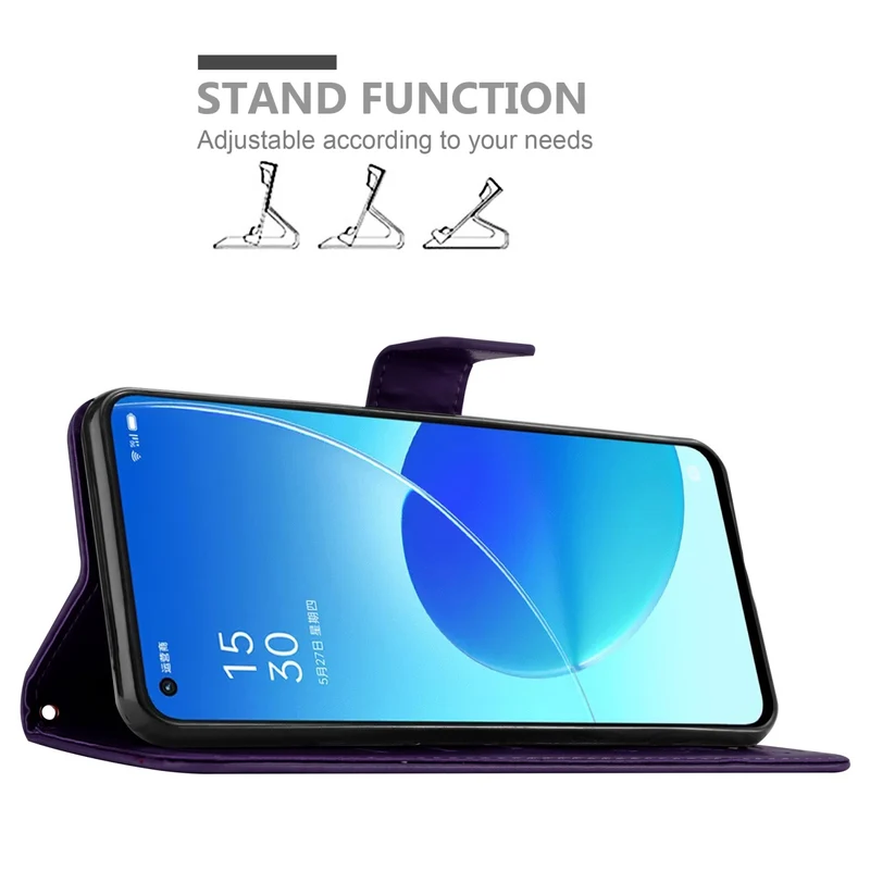 Cadorabo Hülle kompatibel mit Oppo Reno6 5G Schutzhülle im Blumen Design mit Magnetverschluss, Standfunktion und Kartenfächern