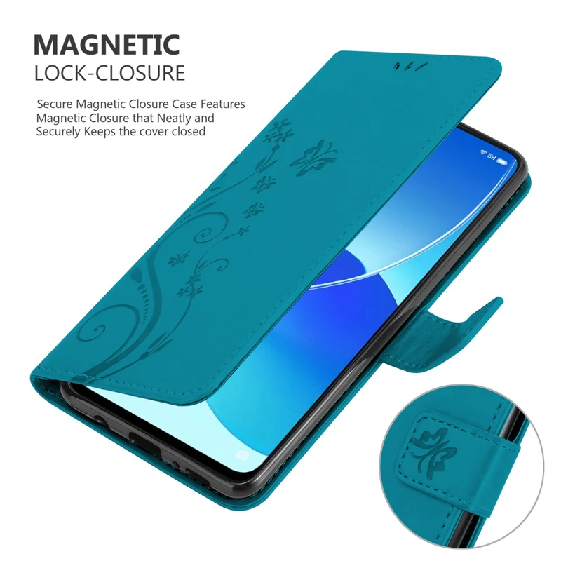 Cadorabo Hülle kompatibel mit Oppo Reno6 5G Schutzhülle im Blumen Design mit Magnetverschluss, Standfunktion und Kartenfächern