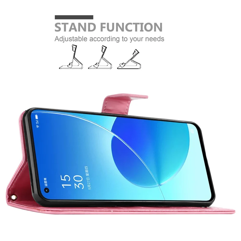 Cadorabo Hülle kompatibel mit Oppo Reno6 5G Schutzhülle im Blumen Design mit Magnetverschluss, Standfunktion und Kartenfächern