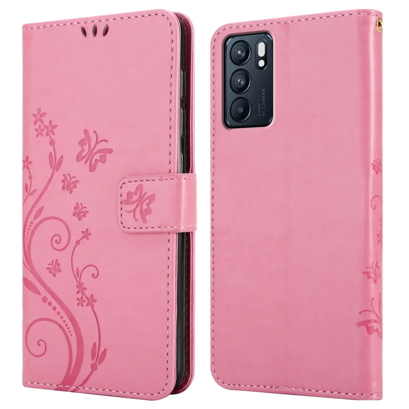 Cadorabo Hülle kompatibel mit Oppo Reno6 5G Schutzhülle im Blumen Design mit Magnetverschluss, Standfunktion und Kartenfächern