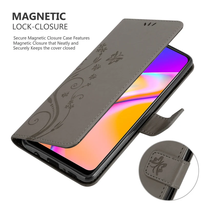 Cadorabo Hülle kompatibel mit Oppo A94 5G Schutzhülle im Blumen Design mit Magnetverschluss, Standfunktion und Kartenfächern