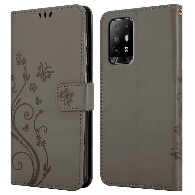 Cadorabo Hülle kompatibel mit Oppo A94 5G Schutzhülle im Blumen Design mit Magnetverschluss, Standfunktion und Kartenfächern