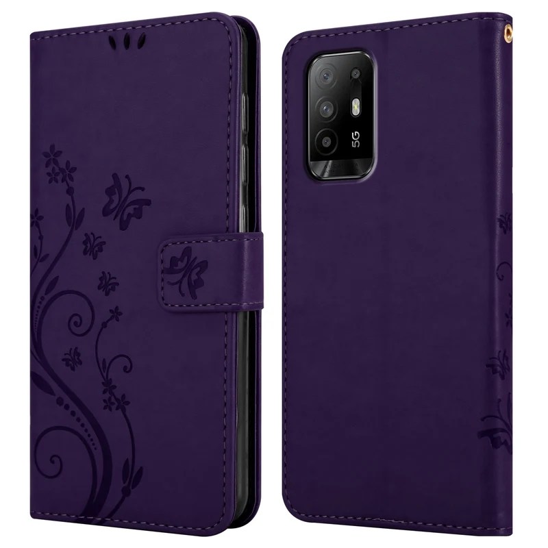 Cadorabo Hülle kompatibel mit Oppo A94 5G Schutzhülle im Blumen Design mit Magnetverschluss, Standfunktion und Kartenfächern