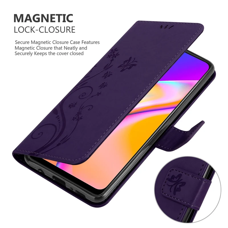 Cadorabo Hülle kompatibel mit Oppo A94 5G Schutzhülle im Blumen Design mit Magnetverschluss, Standfunktion und Kartenfächern