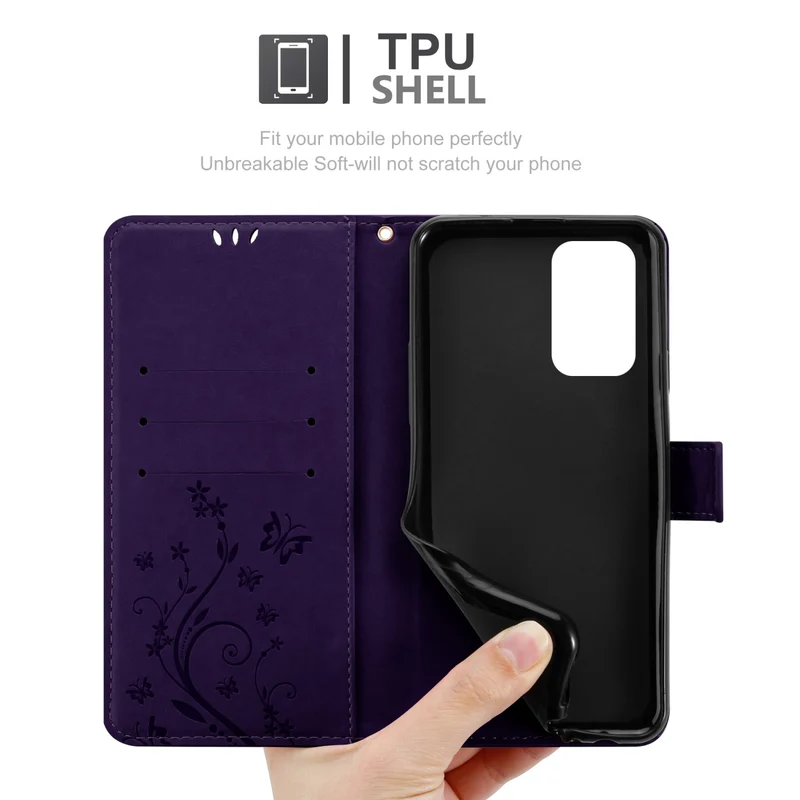 Cadorabo Hülle kompatibel mit Oppo A94 5G Schutzhülle im Blumen Design mit Magnetverschluss, Standfunktion und Kartenfächern