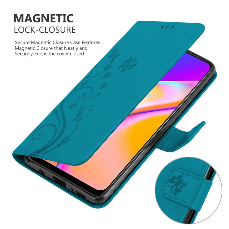 Cadorabo Hülle kompatibel mit Oppo A94 5G Schutzhülle im Blumen Design mit Magnetverschluss, Standfunktion und Kartenfächern
