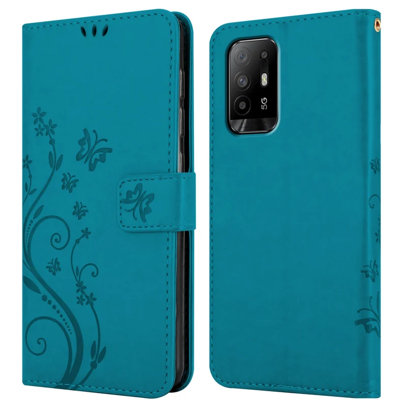 Cadorabo Hülle kompatibel mit Oppo A94 5G Schutzhülle im Blumen Design mit Magnetverschluss, Standfunktion und Kartenfächern