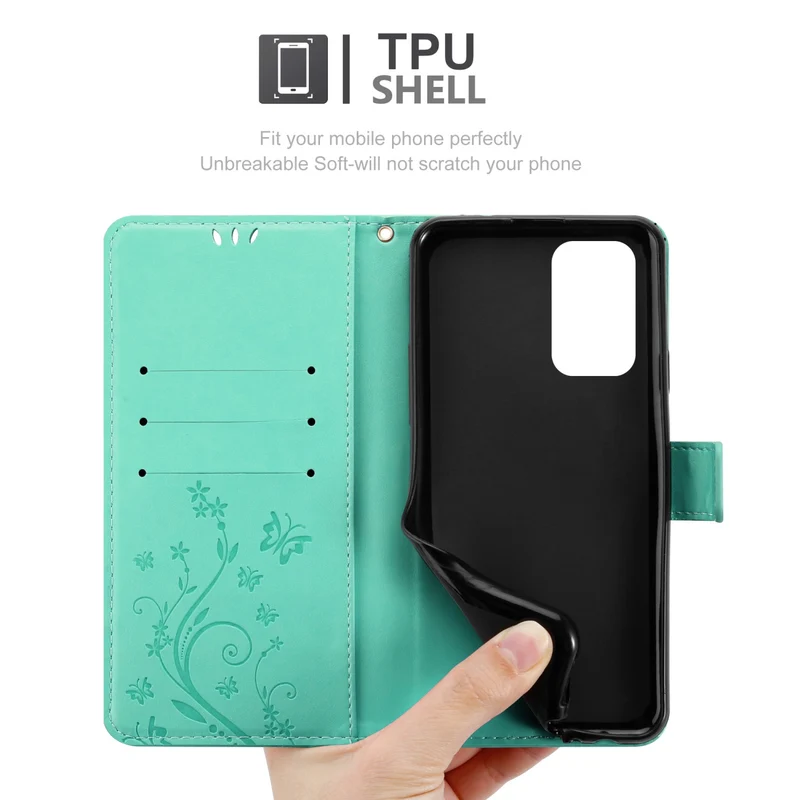 Cadorabo Hülle kompatibel mit Oppo A94 5G Schutzhülle im Blumen Design mit Magnetverschluss, Standfunktion und Kartenfächern